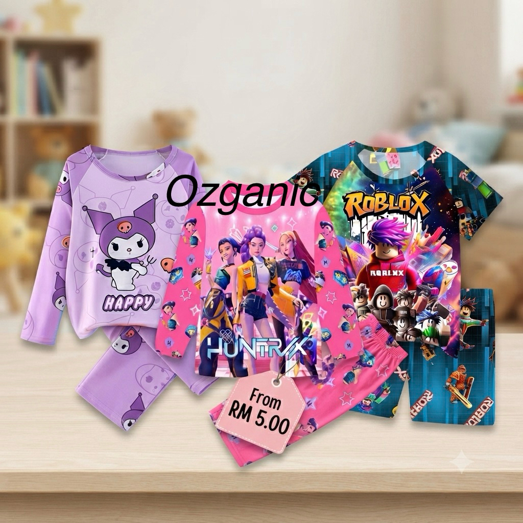 Kuromi Kids pyjamas boy girl Kpop baju tidur budak perempuan baju tidur kanak baju tidur Melayu baju tidur lelaki kpop