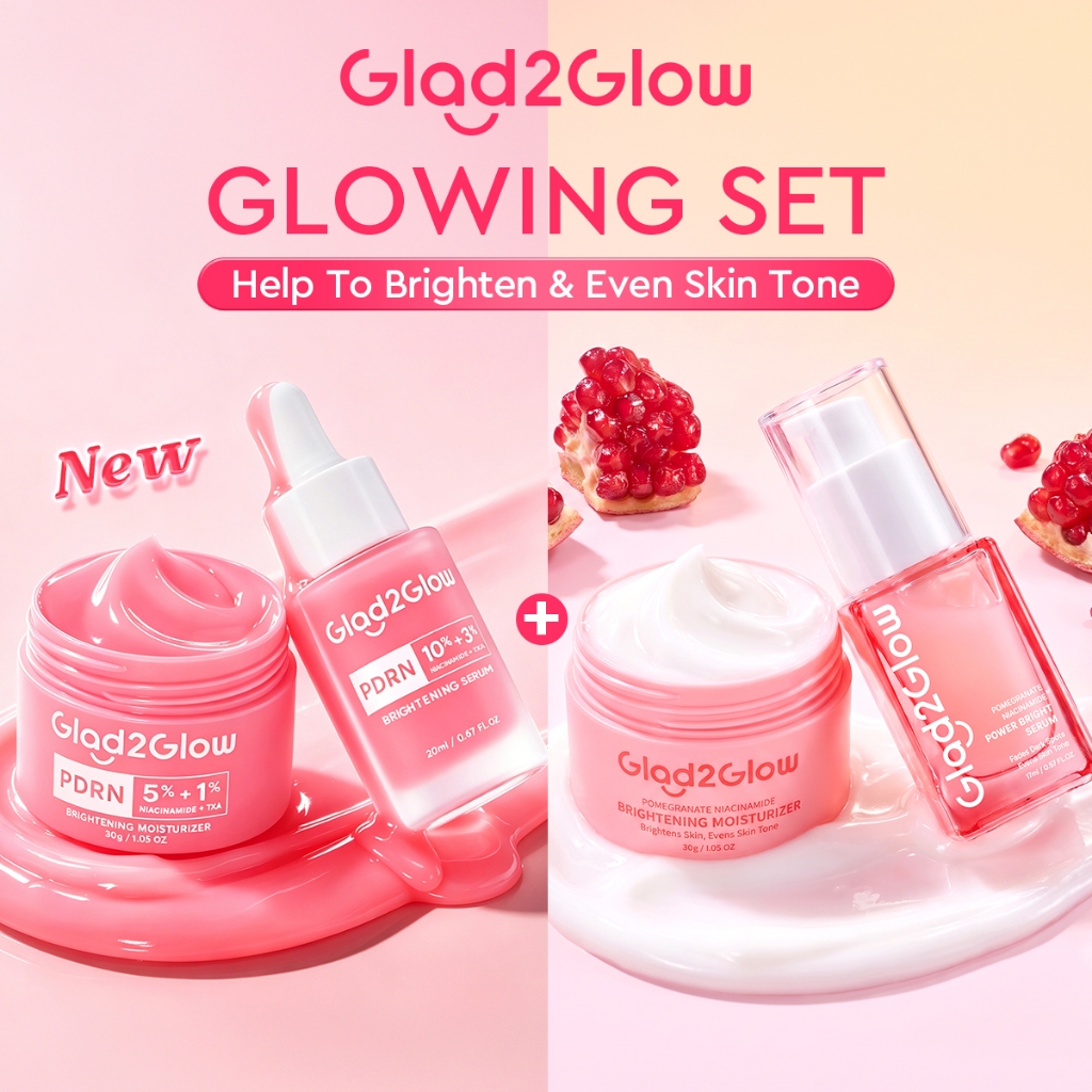 Glad2Glow 2In1Skincare Set Brightening Glowing/PDRN/Repair/Anti Acne/Aging/Dark spot moisturizer Facial Serum muka