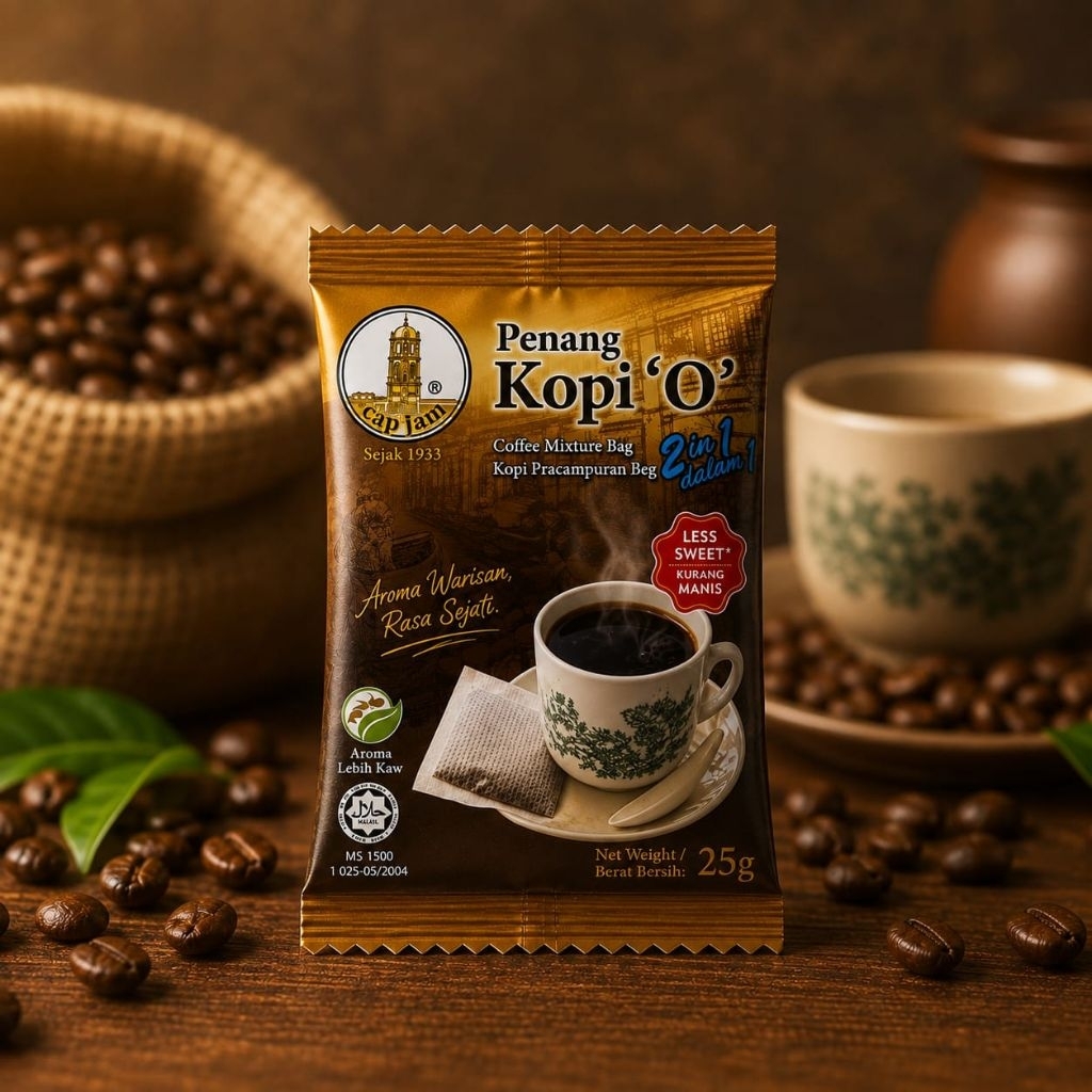 PENANG Kopi O 2in1 Coffee – Cap Jam Besar | 1 Sachet 25g | Local Malaysian Traditional Coffee