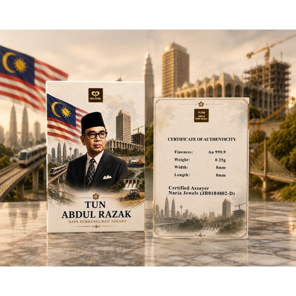 Naria 999.9/24K Gold Bar 0.25gm Perdana Menteri Tun Abdul Razak Design Edisi&hellip;