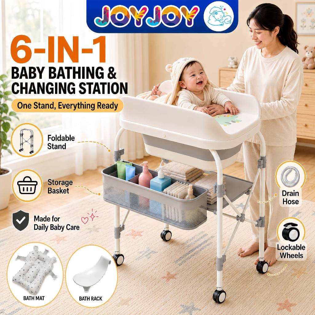 Foldable baby bath tub With Stand Baby Shower Mandian with Thermometer Baby Bath Support Besen Mandi Baby 寶寶洗澡盆