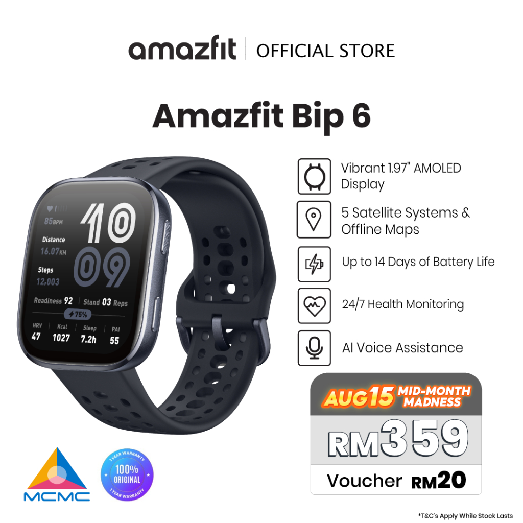 Amazfit Bip 6 Smart Watch 46mm with Outdoor Offline Maps and Navigation, Fitness Tracker Support 140+ Workout Modes