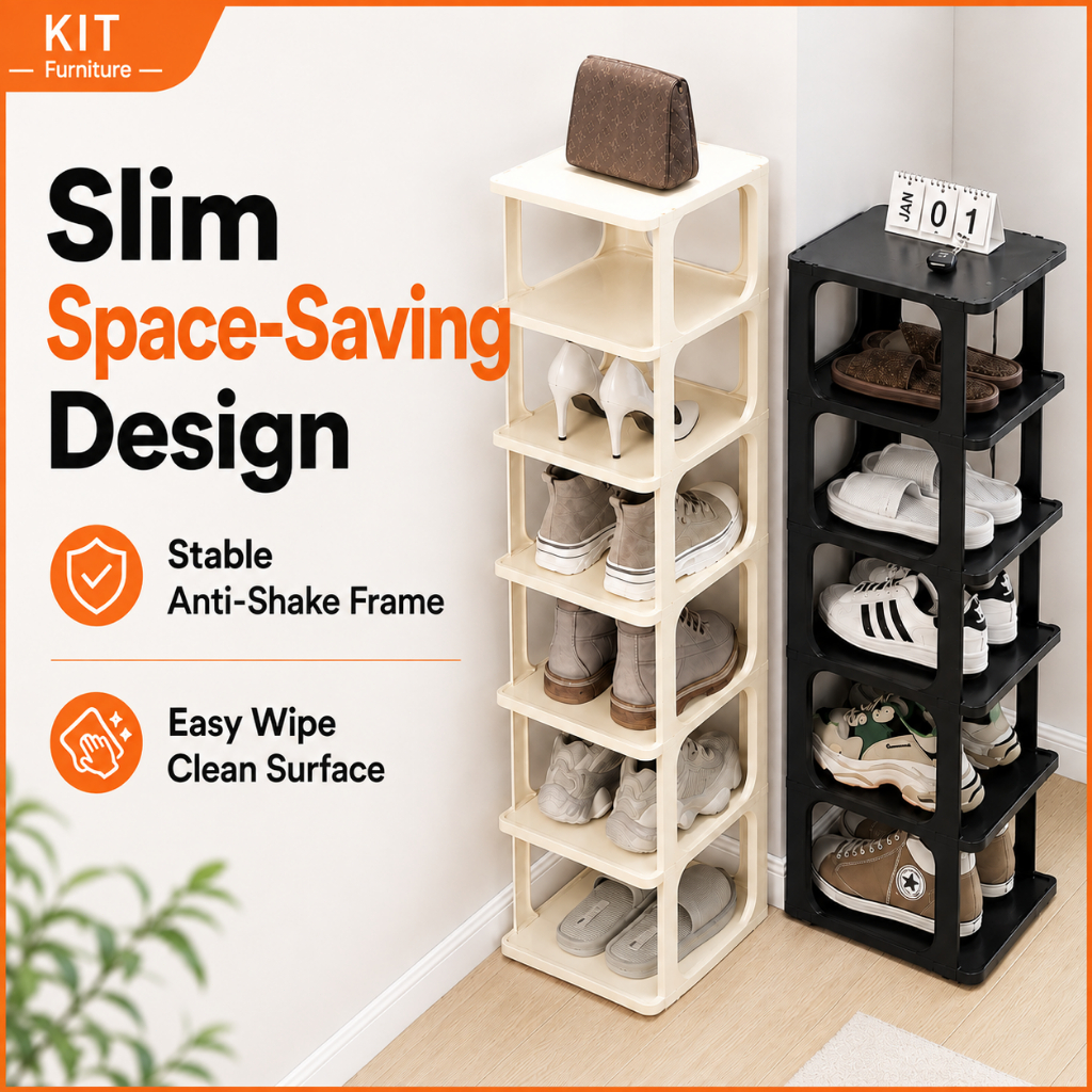 Kit furniture Shoe Rack Multi-layer Folding Narrow Shoe Rack Plastic Simple Shoe Rack Organizer Shelf Space-Saving鞋架