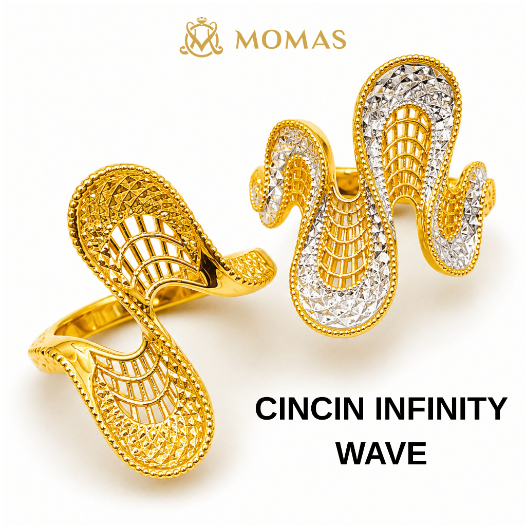 MOMAS CINCIN INFINITY WAVE 5D Emas 916 Original Cincin Emas 916 Hard Gold Cincin Emas 916 Cincin Emas 916 Tulen