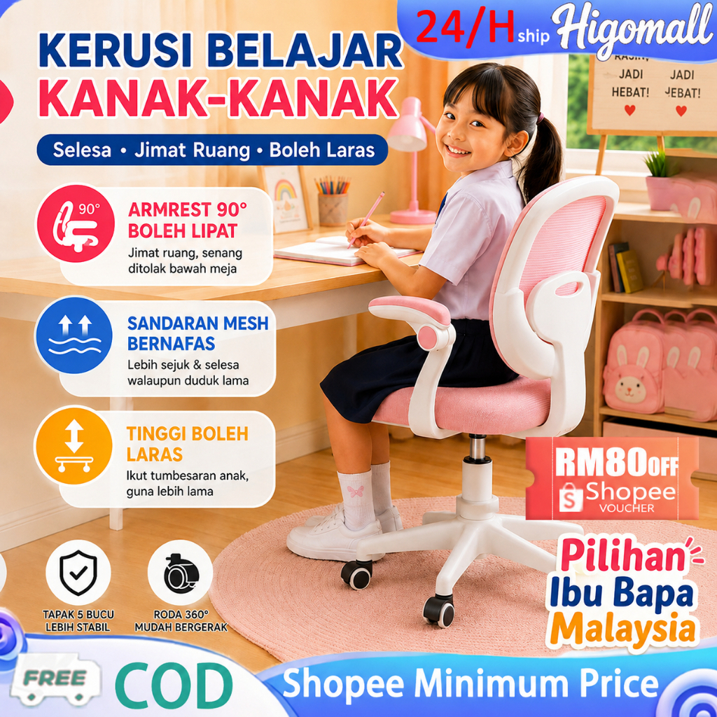 Study Chair For Student Affordable Ergonomic Chair With Foot Rest Swivel Chair Kerusi Belajar