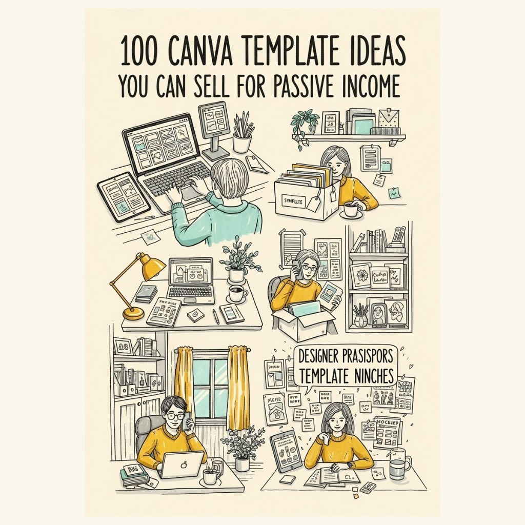 Ebook 100 Canva Template Ideas You Can Sell for Passive Income (PDF, English)
