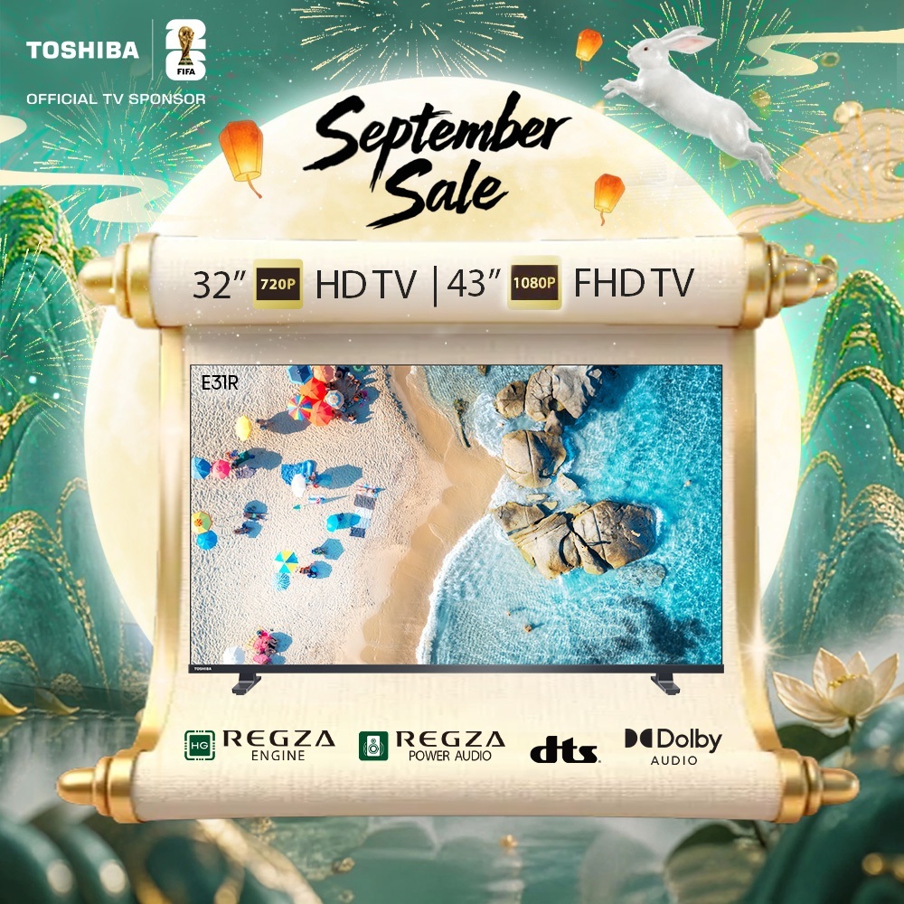 [Online Exclusive] Toshiba 32" HD Ready / 43" FHD Smart TV / Regza Engine / Dolby Audio / Television - 32E31RP / 43E31RP