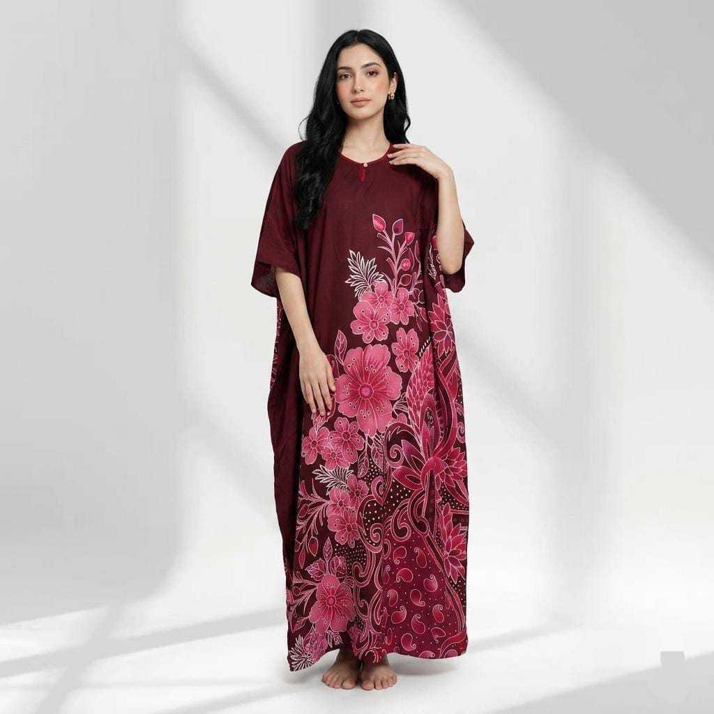 Kaftan Cotton dan Rayon Sejuk Baju Tidur Kelawar Batik Terengganu Free Size Plus Size