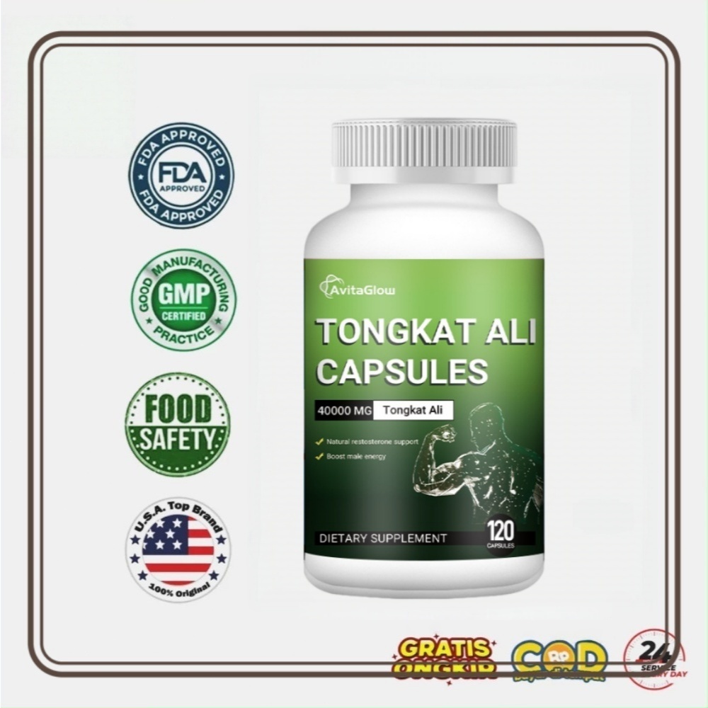 AvitaGlow Kapsul Tongkat Ali 40000mg 120 Kapsul, Sokongan Tenaga Lelaki Semulajadi Suplemen Makanan