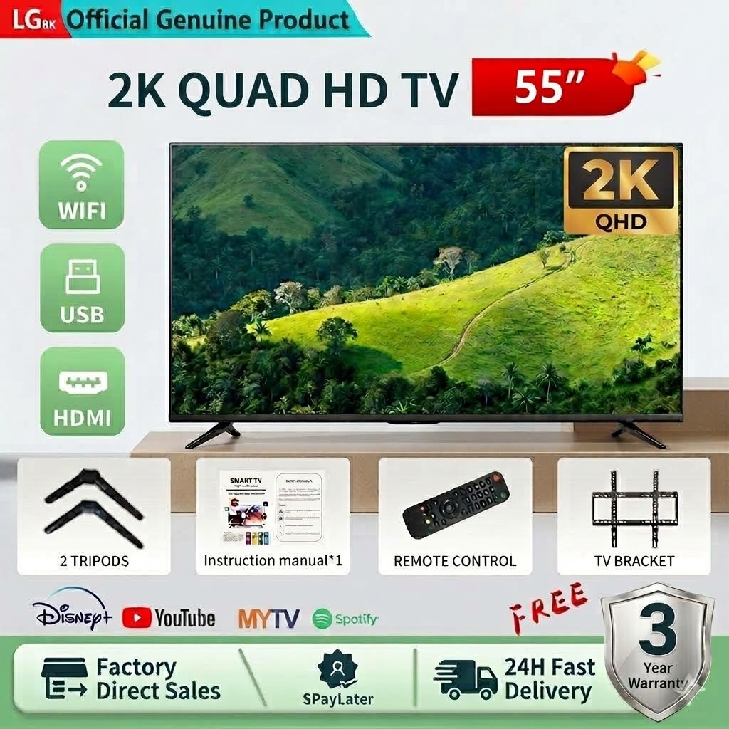 2026 LGUHD Smart TV 50 55 65inch WIFI Mytv Google Play Youtube Netflix T2 Astro Android Televisyen Pintar