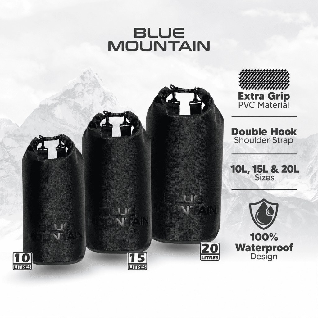 Blue Mountain 10L/15L/20L Dry Bag Outdoor Sports Waterproof Travel Sling Backpack Adjustable Shoulder Strap