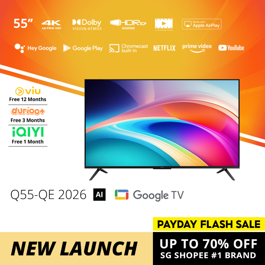 PRISM+ Q55 QE 2026 | 55 Inch 4K AI Google TV | Quantum Color, Dolby Vision & Atmos, 120Hz DLG, Smart TV