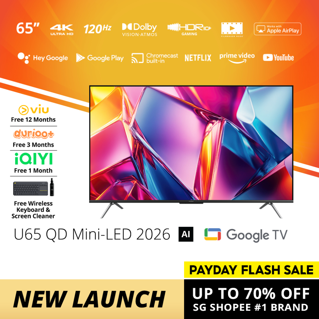 PRISM+ U65 QD Mini-LED 2026 | 65 inch QD Mini-LED | 4K AI Google TV | 4K UHD Quantum Dot Mini-LED panel