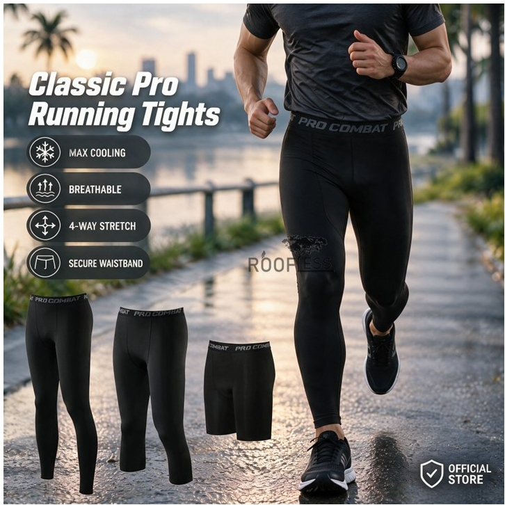 ROOFLESS Pro Combat Tight Pant Man Sport Legging Men Seluar Tight Lelaki Bola Compression Pants Men Tight Gym Fitness
