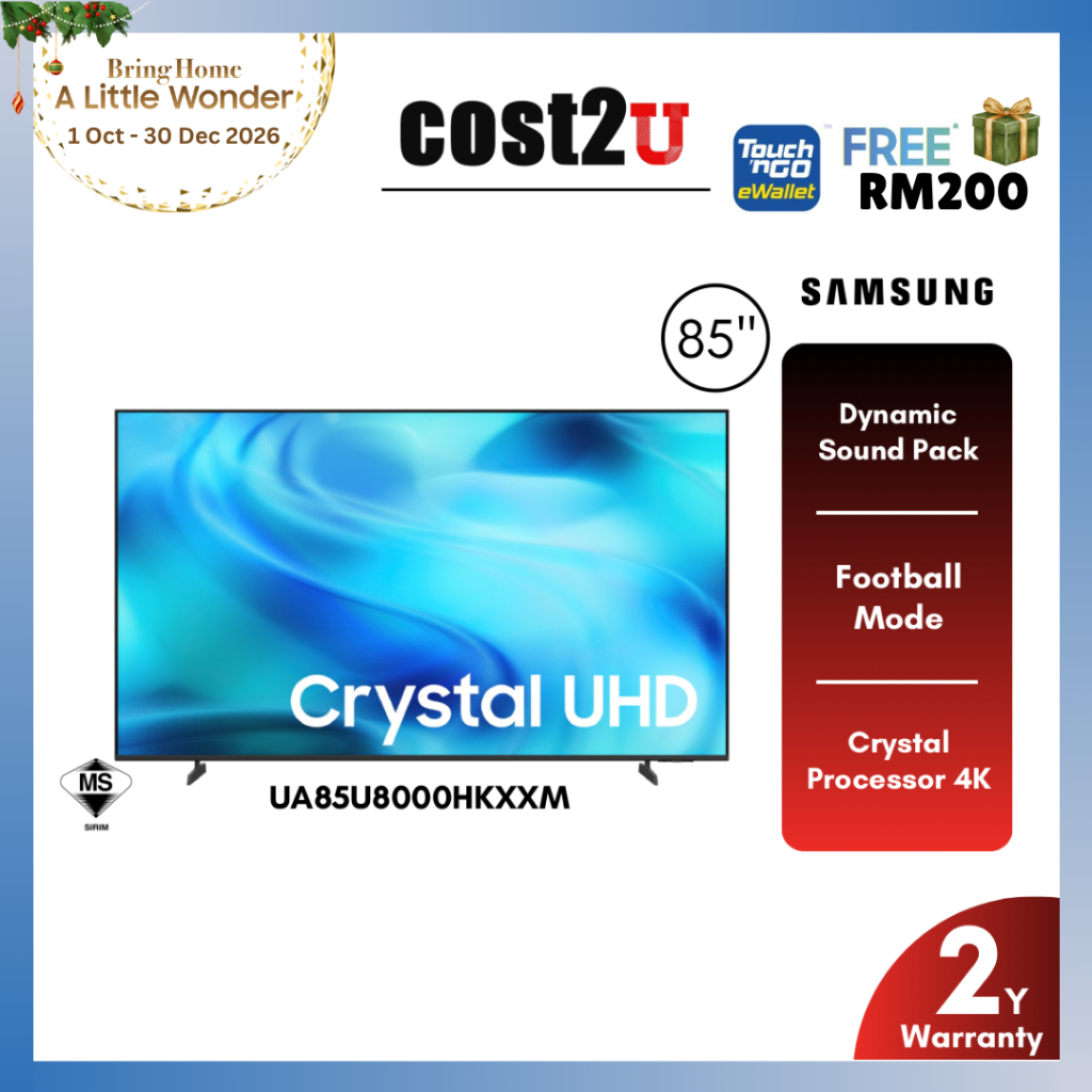 Samsung 75/85" 4K Dynamic Crystal UHD Smart AI TV |  U8000K U8000H (Television 电视机)