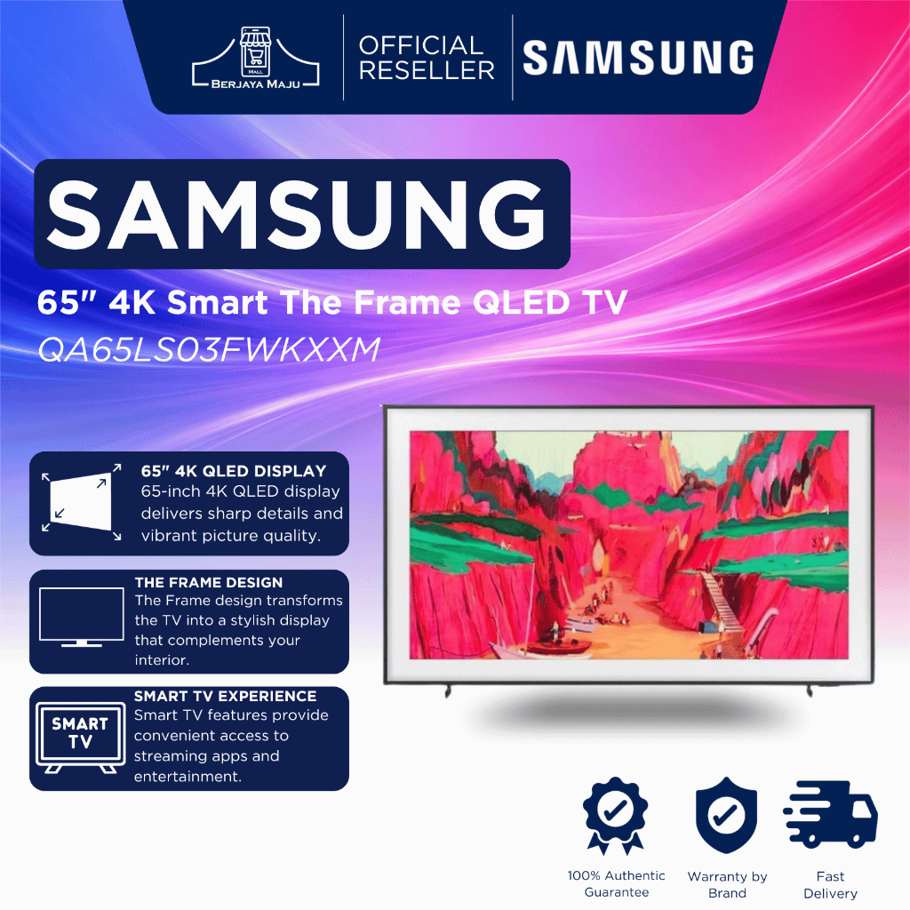 Samsung 65" 4K Smart The Frame QLED TV QA65LS03FWKXXM | smart TV televisyen pintar 智能电视 Google TV 4K HDR streaming