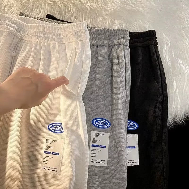 Men's Thin Loose Sports Pants Pure Cotton Breathable Slimming Elastic Waist Straight Casual Pants (24 Hour Shipping)