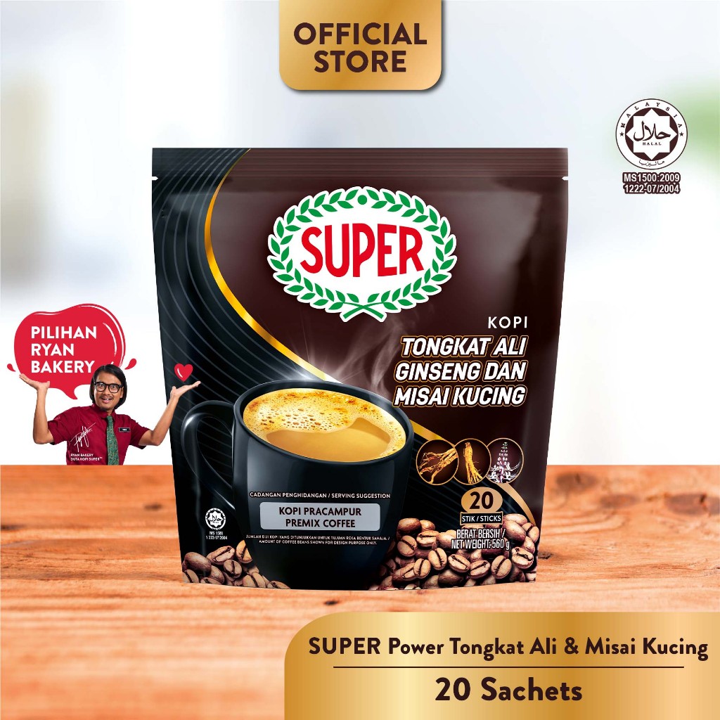 Super Power 6-In-1 Coffee With Tongkat Ali, 20 Sticks [Halal]