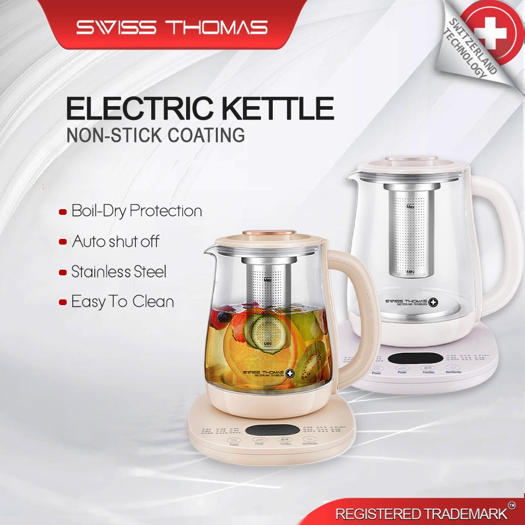 SwissThomas Health Pot Kettle 18 Modes Recipe Healthy Pot Food Grade Glass Jug Tea Herbs Soup Boil (1.5L2.2L/800W) 养生壶