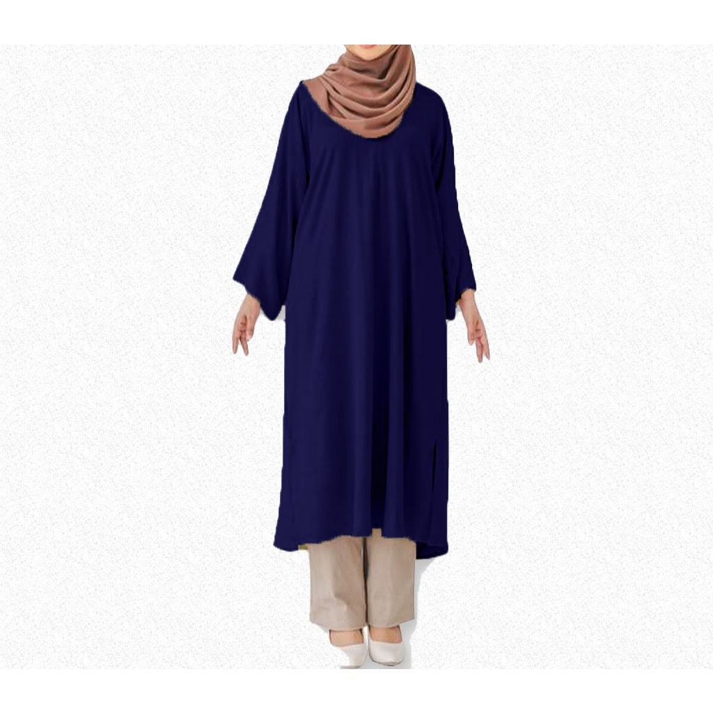 Tunic Wanita Modest Panjang Top Trending Long Blouse Loose FIt