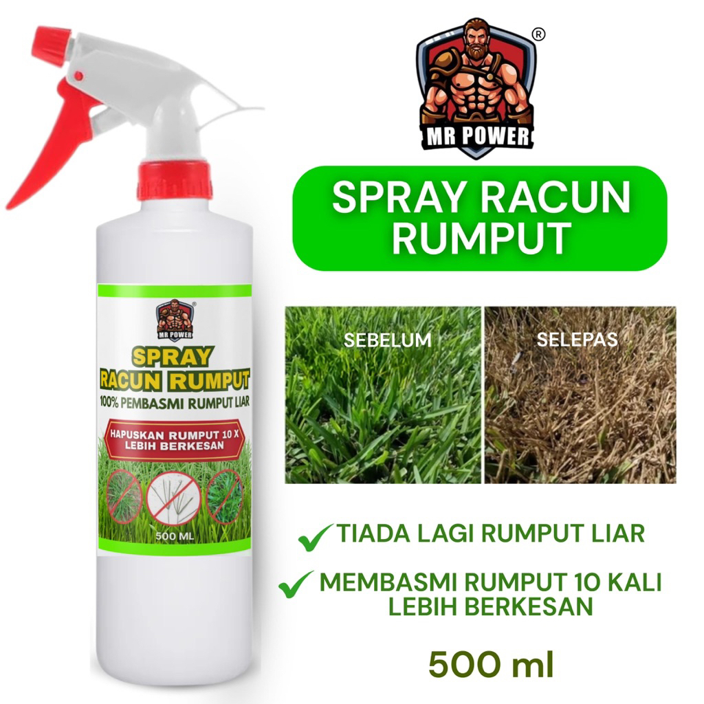 Mr Power Spray Racun Rumput Liar 500ml - Tiada Lagi Rumput Liar & Membasmi Rumput 10 Kali Lebih Berkesan