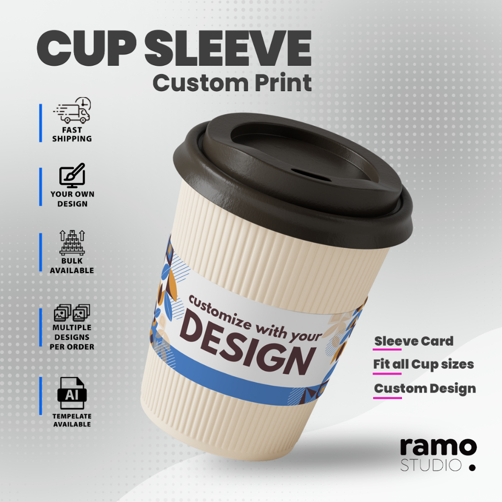 Custom print Cup Sleeve paper card  Custom coffee cup sleeve  custom design Pelapik Cawan Kopi