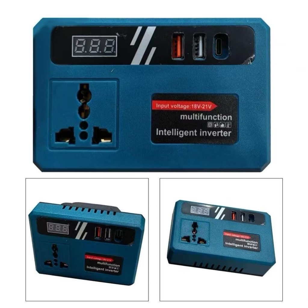 Portable Power Inverters For 20V Lithium Battery Inverter 21v To 220v Converter With Dual USB,AC Outlet And Type-C锂电池逆变器