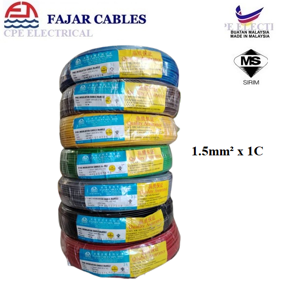 Fajar 1.5mm (30/0.25) X 1C Multi-strand PVC Insulated Flexible Cables - 100M