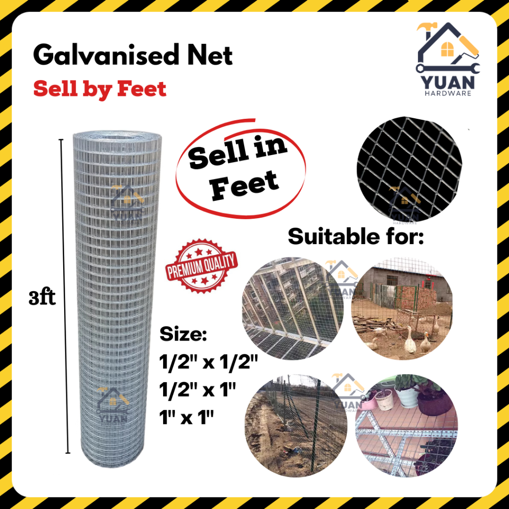 [Sell by Feet] Galvanised Wire Mesh Netting Welded Mesh BRC Netting Jaring Besi Dawai Jaring