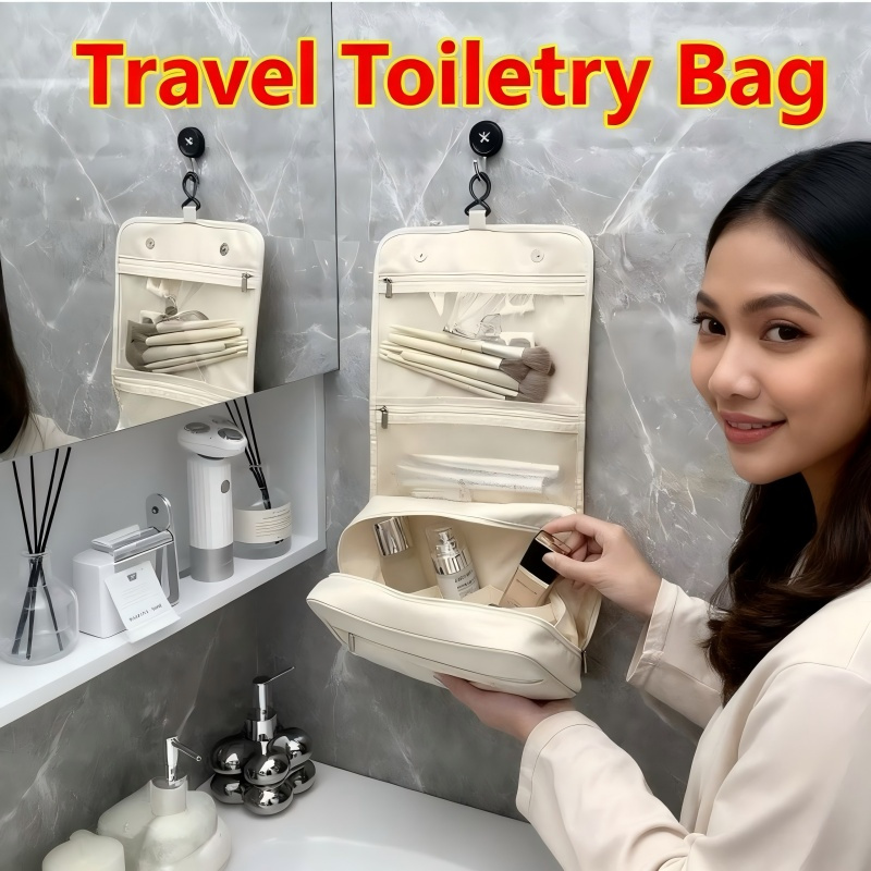 Travel makeup bag toiletry bag waterproof hanging portable cosmetic Layered organizer hook Stylish beg solek 旅行洗漱包