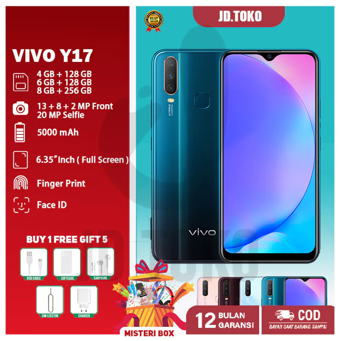 HP VIVO Y17 Memory 8/256GB 4G LET 6.35 inches Dual SIM 20MP+13MP Warranty 1 week