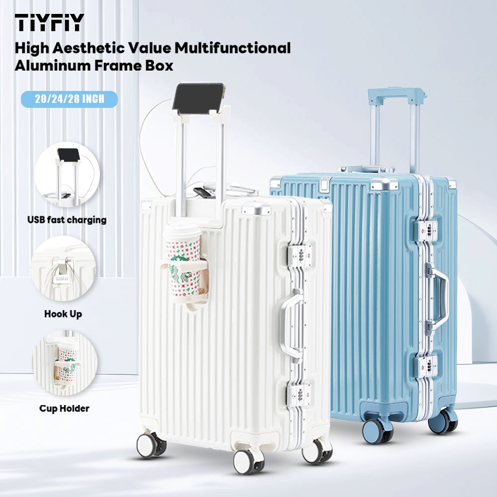TIYFIY Travel Luggage Set Suitcase Aluminum Frame ABS+PC Hardcase Trolley Bag 20/24/28 Inch Suitcase beg bagasi 行李箱