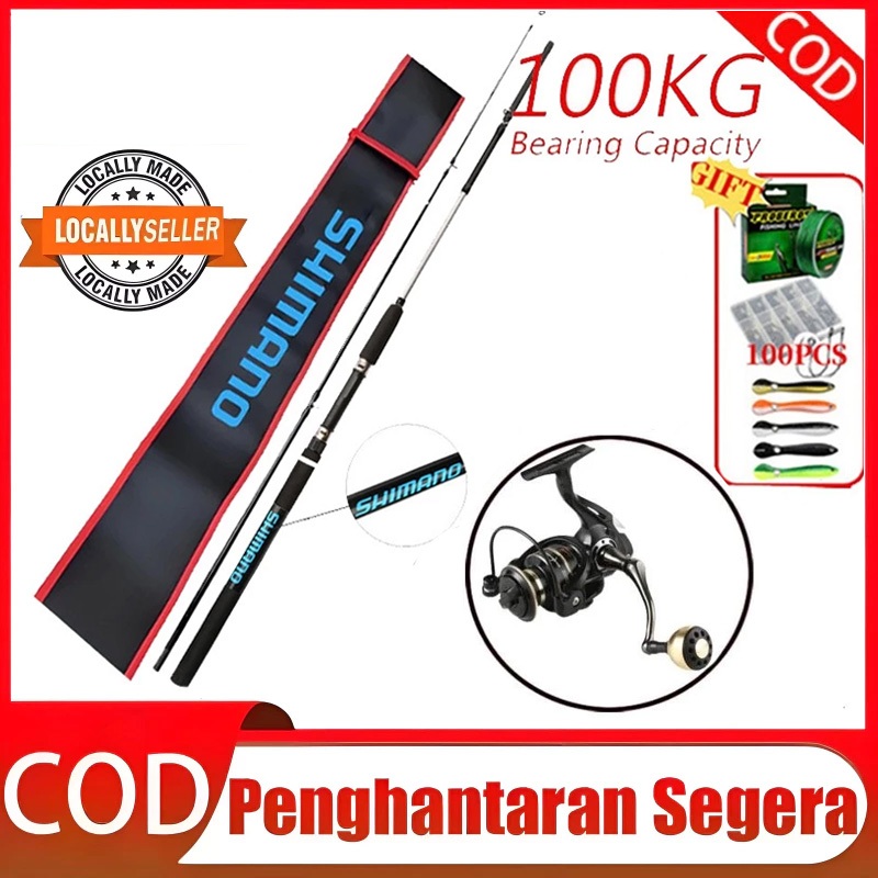 Fishing Rod Set Reel Set Full Set Spinning Reel 1.8 - 3.0m Fishing Rod and Reel Combos Set 100KG