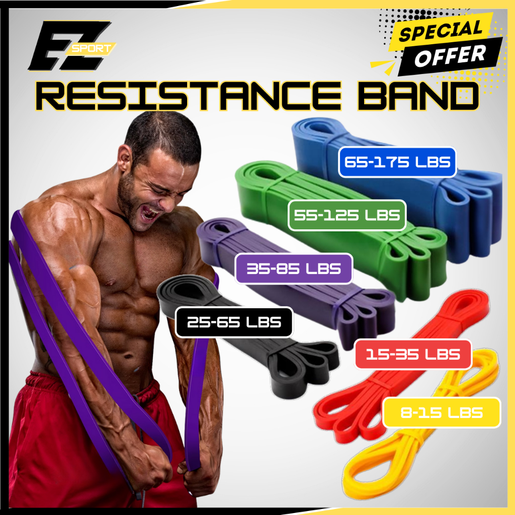 EZSport Resistance Band | 8-175LBS Gym Elastic Band | Stretching Band | Pull Up Band | Gym Getah Senaman | 健身弹力带