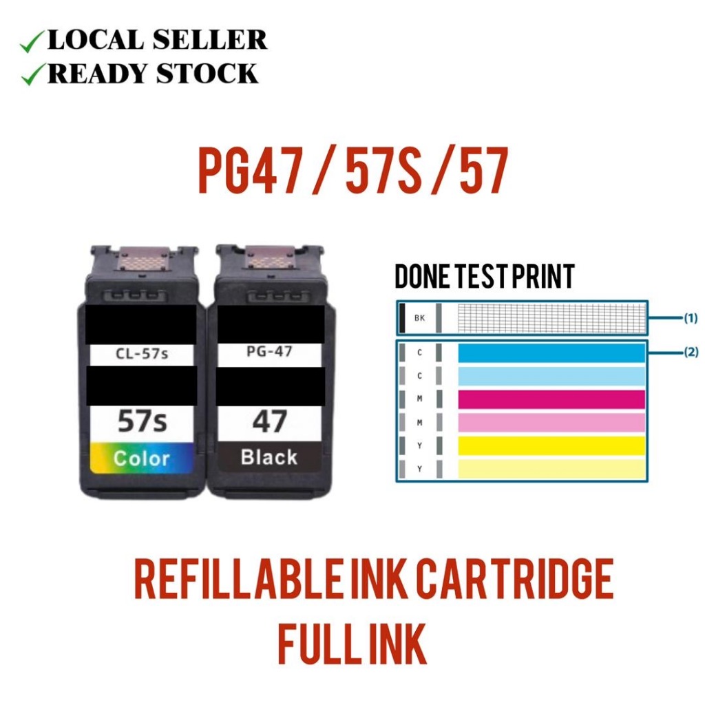 Compatible Refillable 47 57 Ink Cartridge Ink PG 47 Black CL 57s CL 57 Color for E400/410/460/470/E480