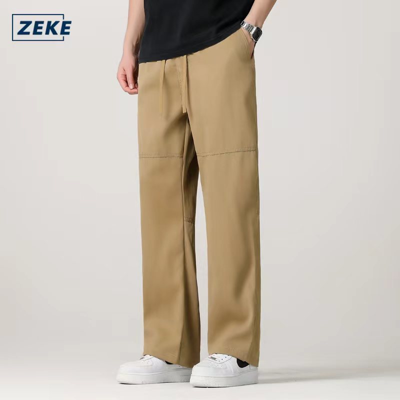 ZEKE B0037 Men Cargo Pants Straight Leg Plain Working Pants Lelaki Gemuk Seluar Panjang