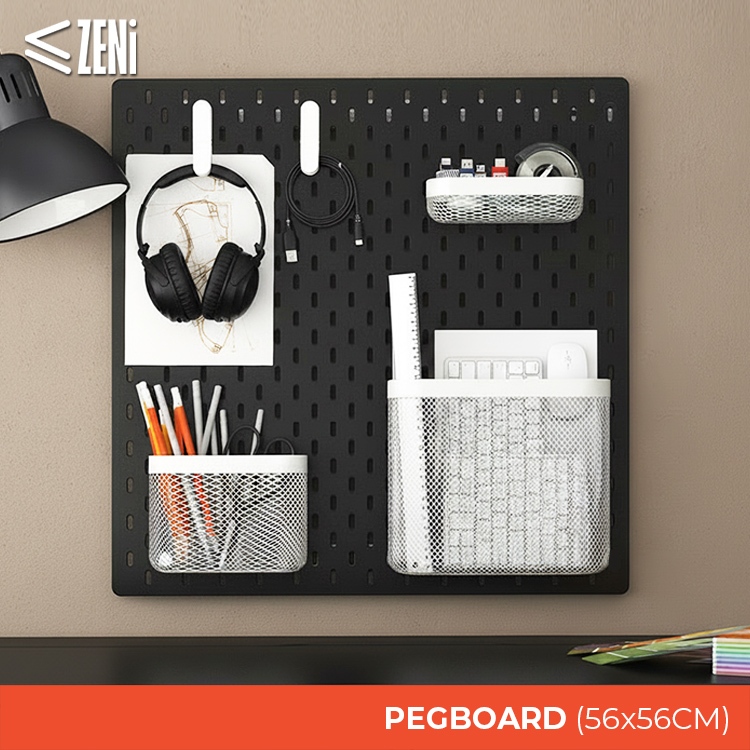 ZENi Pegboard PRO | 56*56cm Large Size Pegboard | Compatible with IKEA SKADIS Pegboard