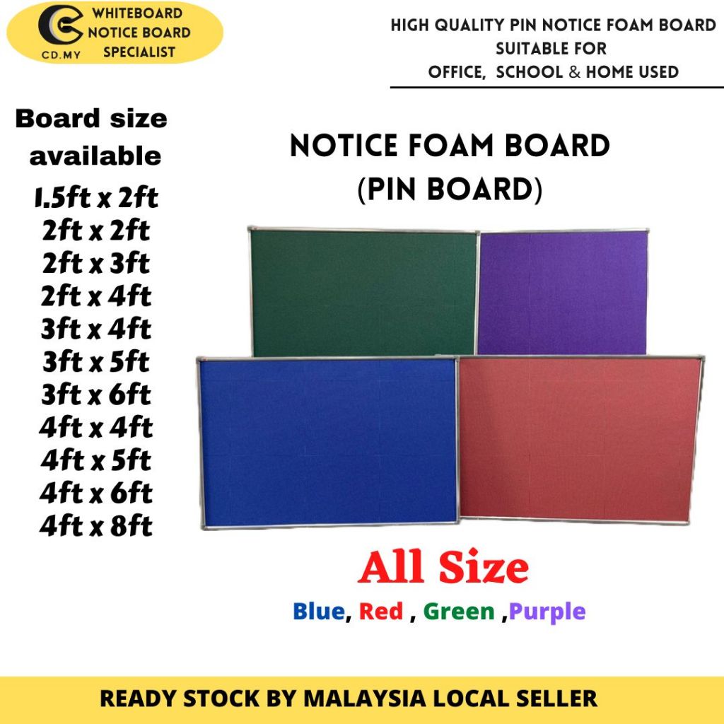 CD.MY papan kenyataan foam /Notice foam board Pin Board 1.5x2 2x2 2x3 2x4 3x4 3x5 3x6 4x4 4x5 4x6 4x8 office school