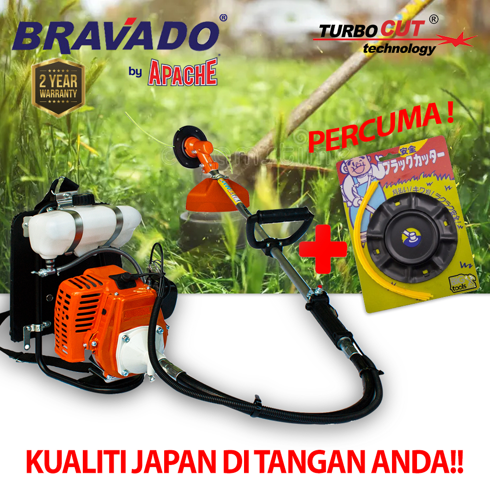 APACHE/BRAVADO/WINAS BG328 | Heavy Duty Mesin Potong Rumput | Backpack Brush Cutter | Grass Trimmer | 2 TAHUN WARRANTY