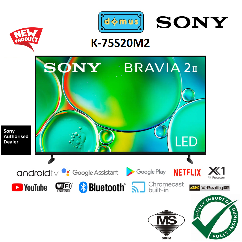 2025 NEW Sony BRAVIA 2 II 75” class 4K HDR LED Google TV K-75S20M2 Replace KD-75X75K