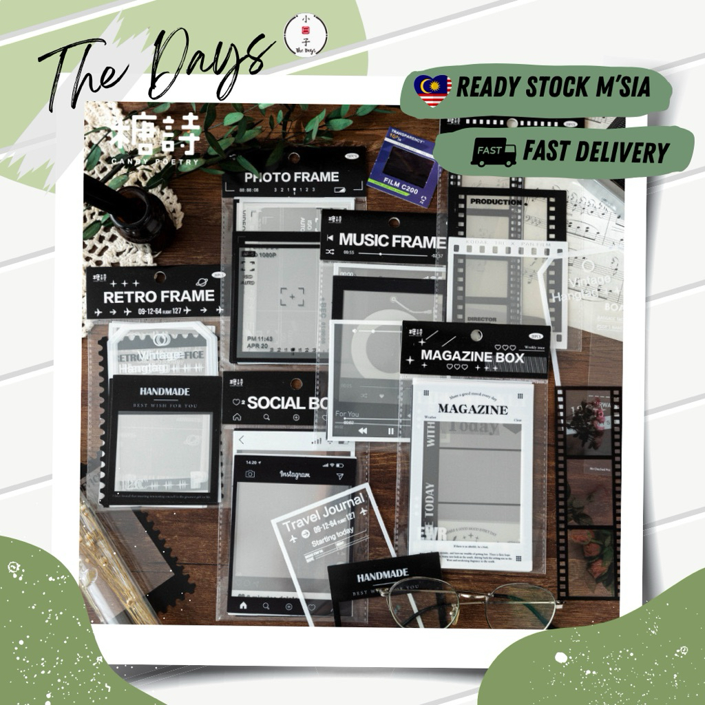 THE DAYS 15pcs/pack Transparent PET Frame Stickers Decor Journal Scrapbooking Background Vintage Materials Stickers SK-M