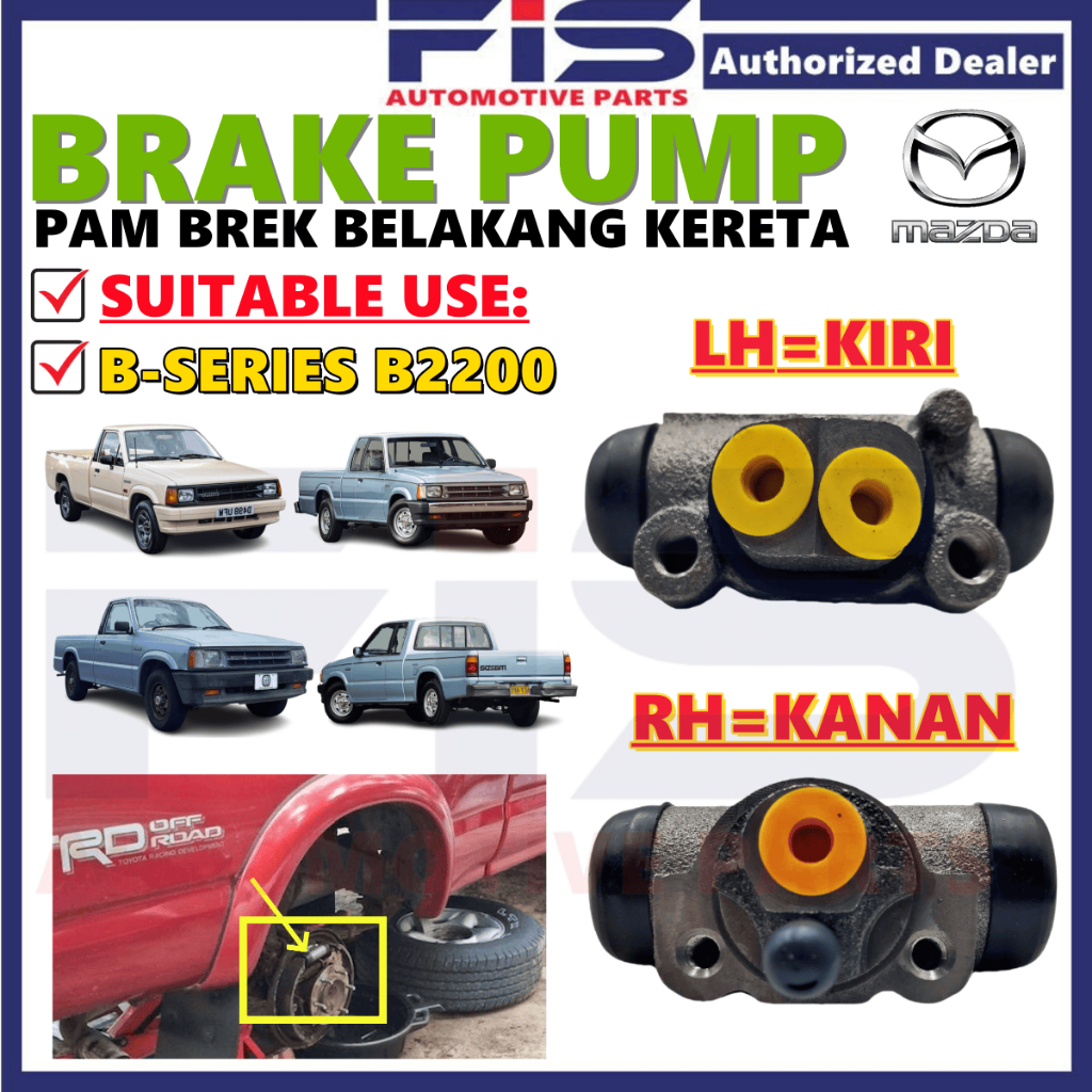 FIS Rear Wheel Brake Pump Mazda Van B-Series B2200 Cylinder Brake Part Pam Brek Belakang Kereta