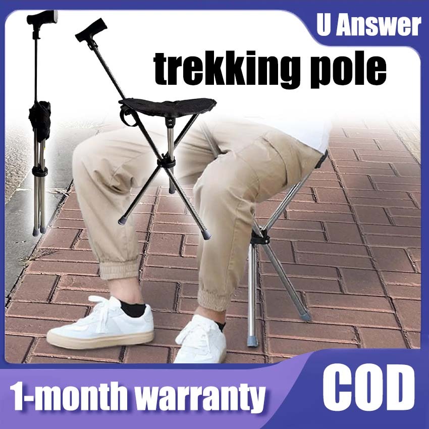 2in1 Portable Crutch Travel Crutch Chair Tongkat Kerusi Lipat Foldable Stool Can Tongkat Boleh Tongkat Boleh Lipat登山