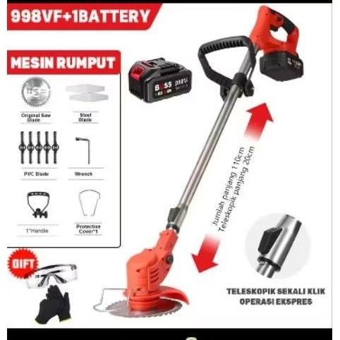 【ToolMan】1598VF mesin potong rumput Mesin Rumput Bateri Cordless Grass Cutter Portable Electric Lawn Mower Grass Trimm