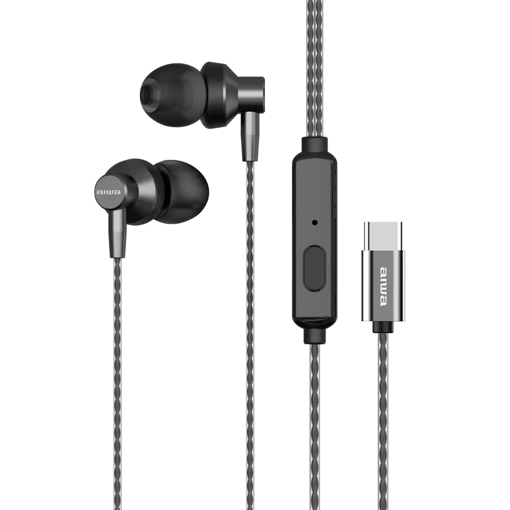AIWA ESTM-138 TYPE-C WIRED EARPHONES SILVER/BLACK/BLUE/1YEAR WARRANTY