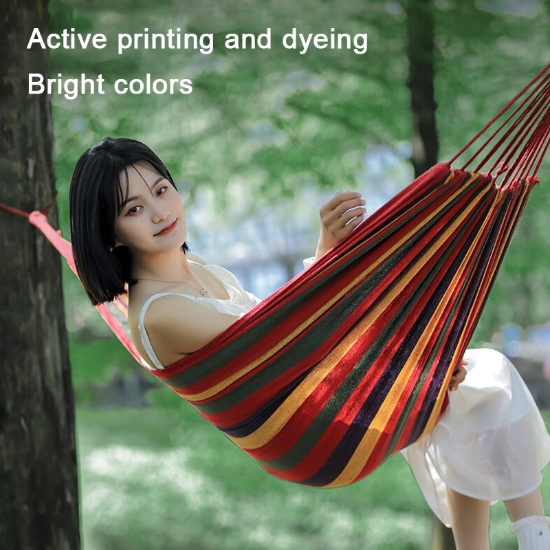 【Ready Stock】Double Wide Thick Canvas Hammock Portable Hammock Outdoor outdoor camping Tree Swing Endui Buaian Gantung