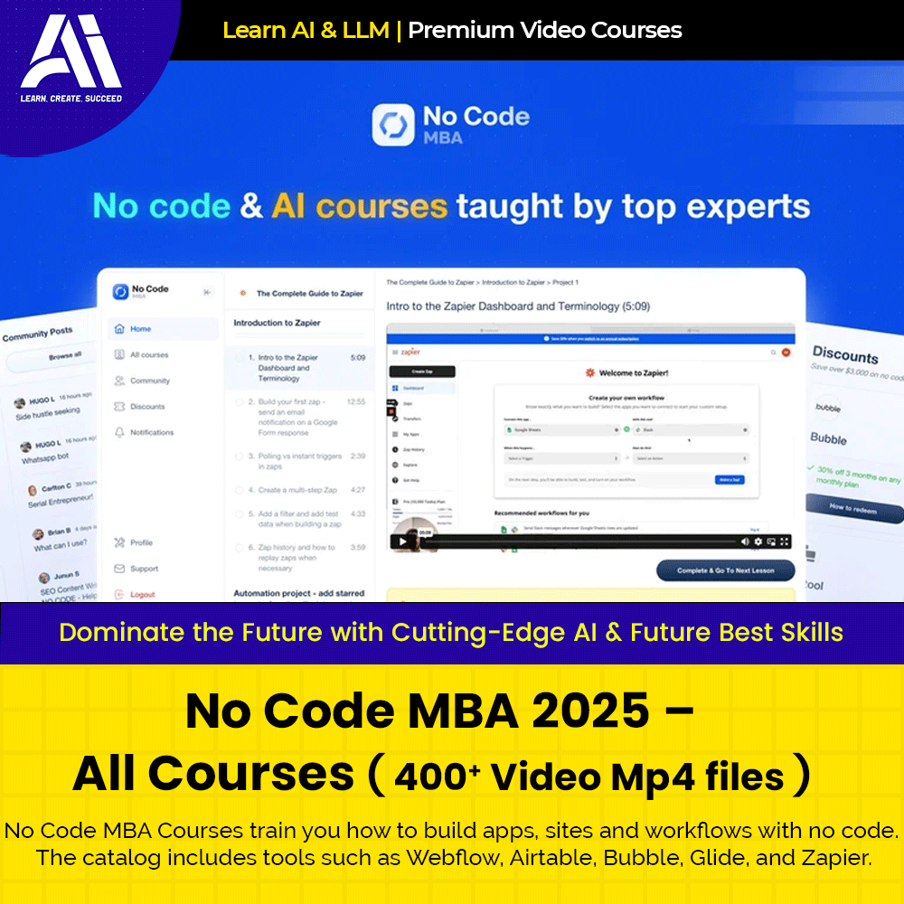 Ai Video Course - No Code MBA – All Courses - Learn to build apps and websites using nocode tools