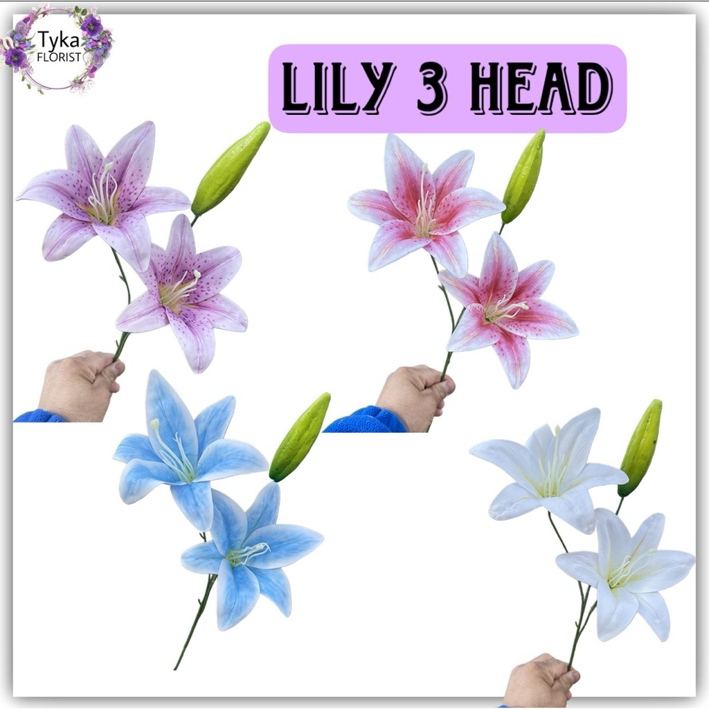 Lily 3 head flower artifitial for wedding and home decoration
