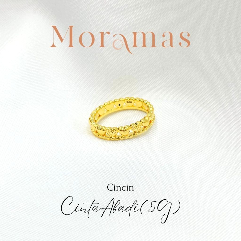 Moramas (5G) Hollow LOVE Bond Ring 916 Gold/Cincin (5G) CINTA ABADI Kosong Emas 916/永恒之爱戒子916金