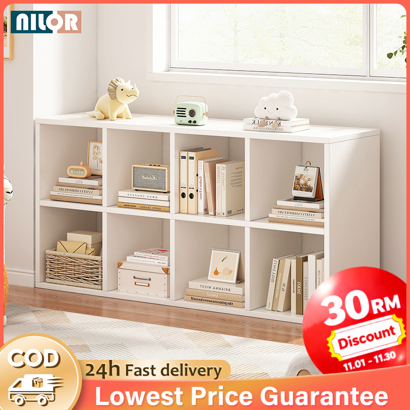 Bookshelf Storage Cabinet Wooden Multipurpose Rack Rak Buku Rack Storage Display Cabinet Living Room Utility Shelf 书架置物架